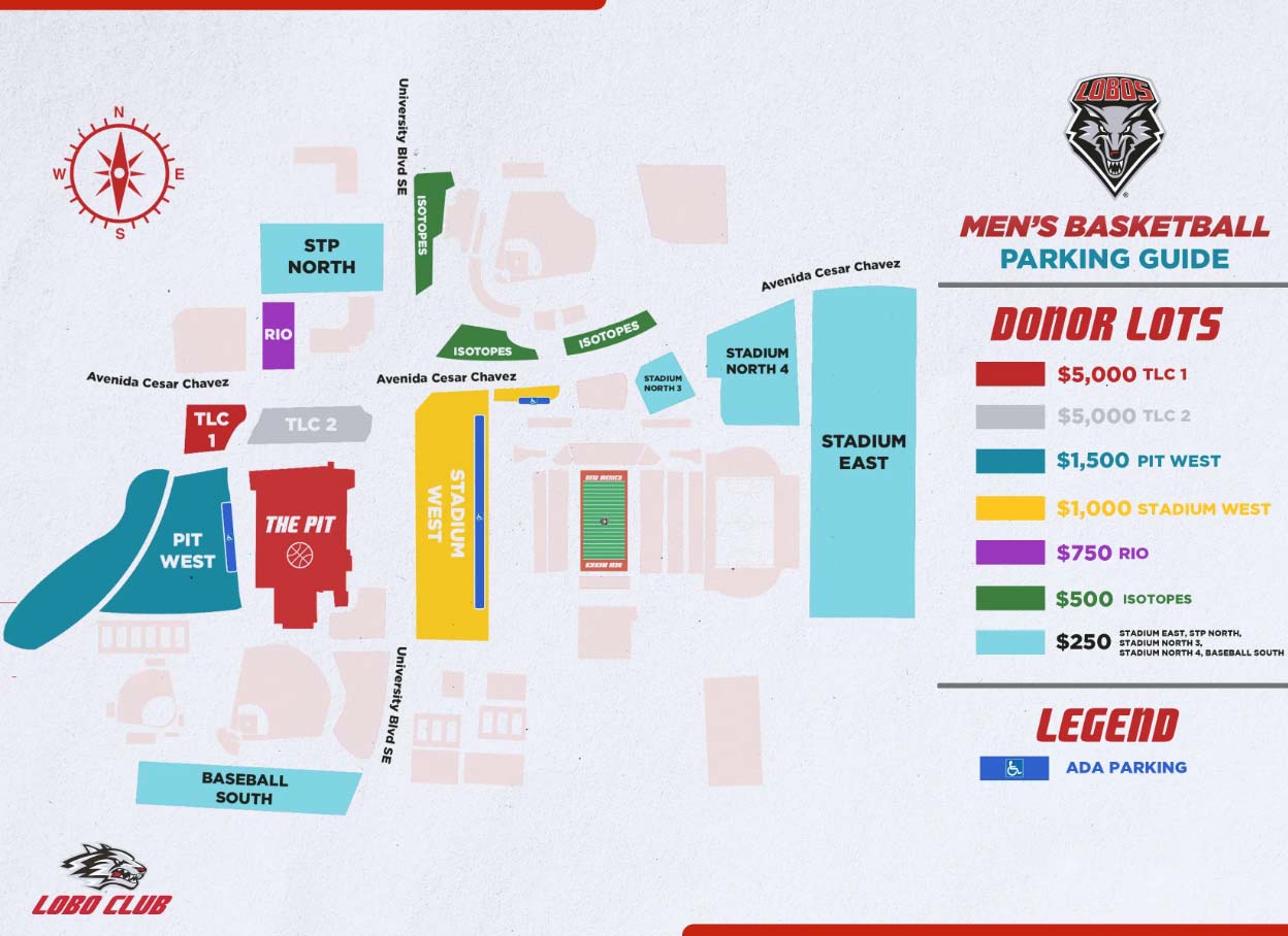 Men's Basketball Parking Map